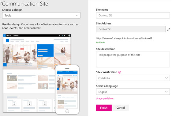 Create a SharePoint communication site