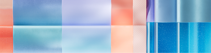 Abstract digital artwork featuring vertical and horizontal bands of soft pastel colors including blue, purple, and peach.