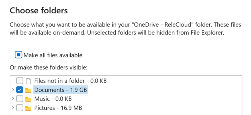 Image that shows how to choose folders on Windows