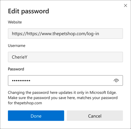 Edit Password dialog box