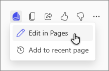 Edit in Pages option in Copilot Pages