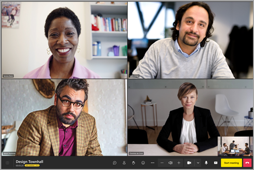 Screenshot showing the green room experience in an MTR with the option to start the meeting.