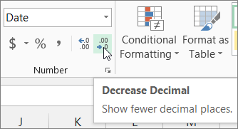 Decrease Decimal button