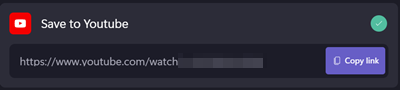 Image of YouTube URL generated from Clipchamp export page