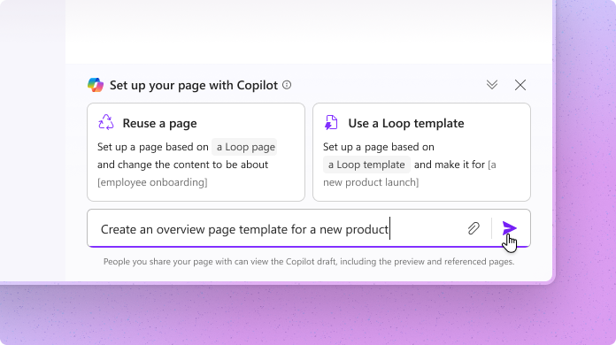 Screenshot shows Copilot in Loop creating a table of workback schedule.