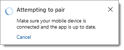 Image of the alert message that appears when you attempt to pair to the Mobile mic on the Dragon Copilot mobile app.