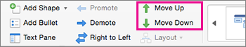 choose the move up or move down commands