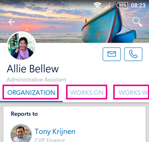 Delve for Android person page