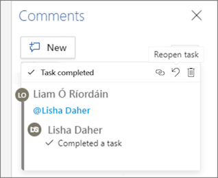 Mentions Reopen Task