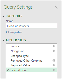 Power Query > Query Editor > Query Settings