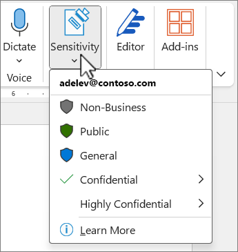 Sensitivity button and menu screenshot.