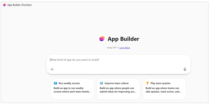 App Builder home screen