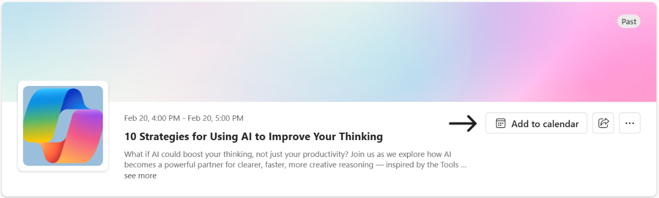 Use the Add to calendar link to add an event to your schedule.