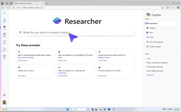 Researcher agent page