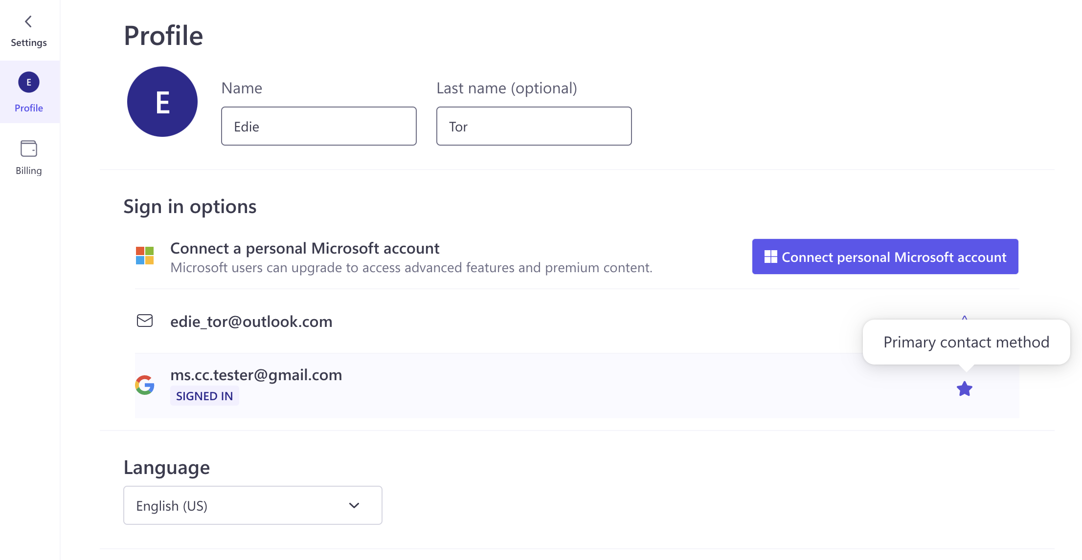 An image of a user using the primary contact method.