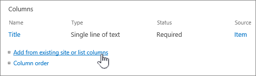Add existing content type option highlighted