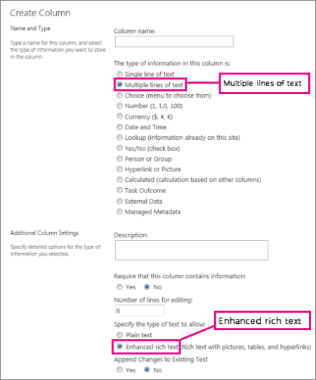 Format text in columns
