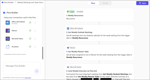 Shows the Flow Builder page, with the "Flow" tab selected at the top of the page.