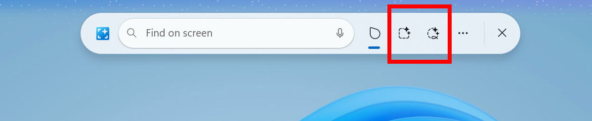 Screenshot of the freeform, rectangle selection mode options in Click to Do