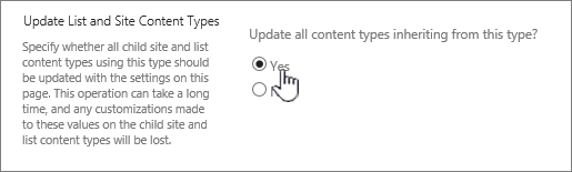 Selecting update all content types