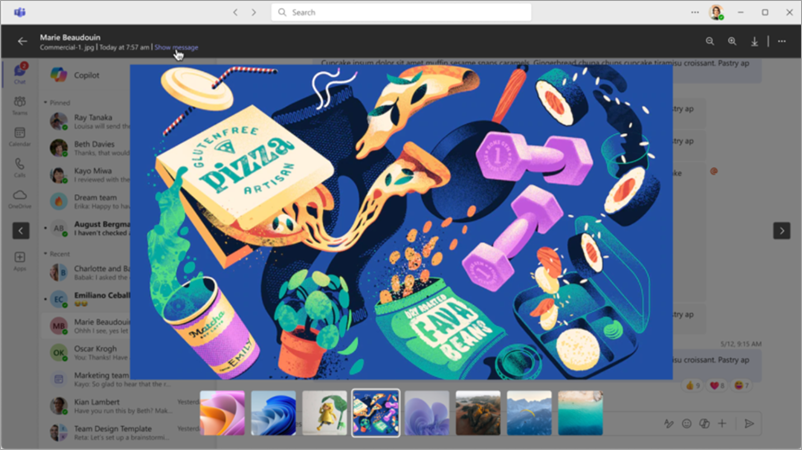 Screenshot showing image viewer in a Teams chat.