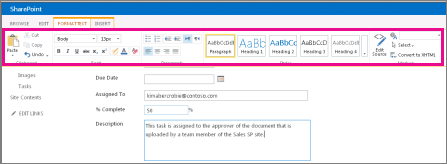 Format toolbar