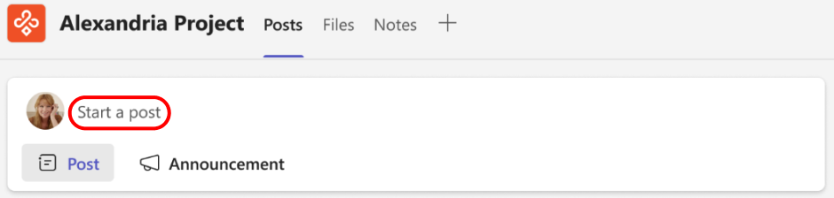 A red box highlights "Start a post."