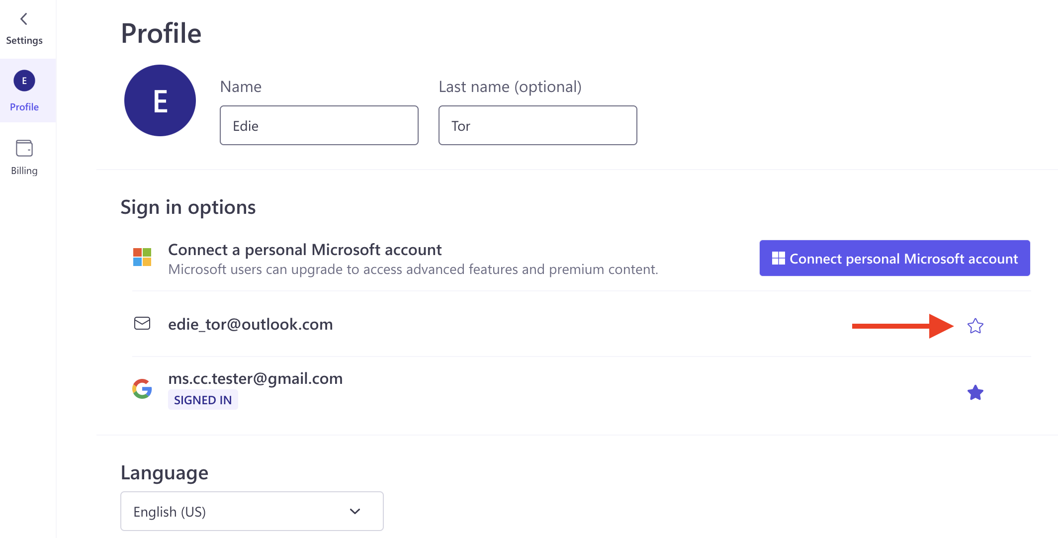An image of a user clicking on the star button.