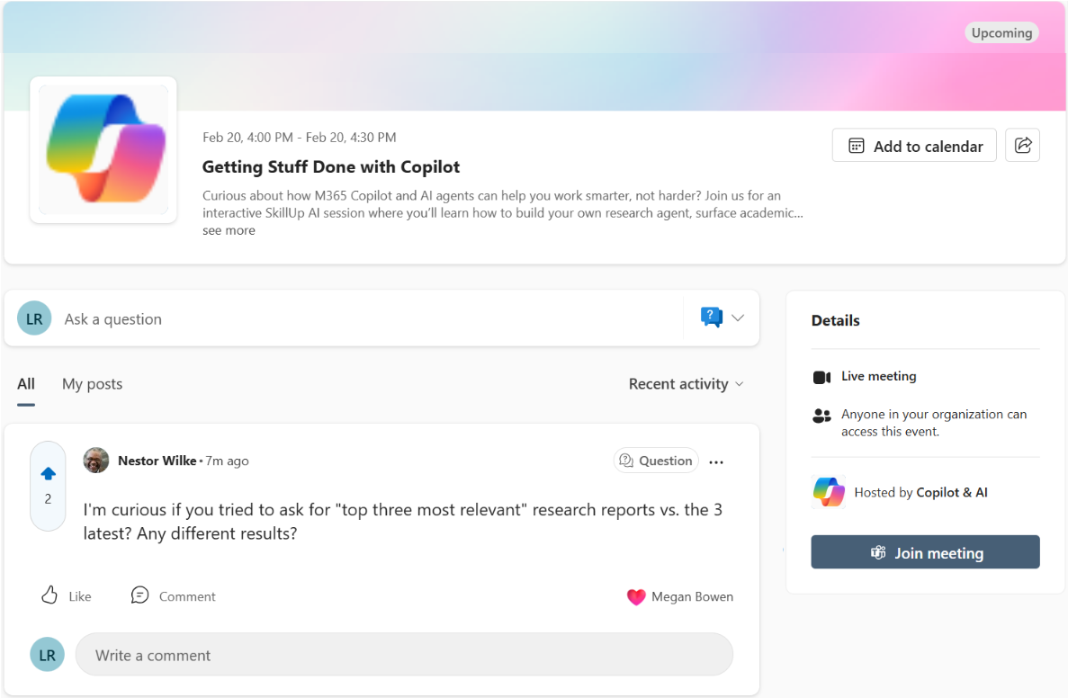 Select Join meeting or Join broadcast to join the event.
