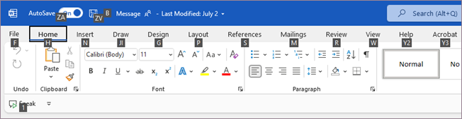 KeyTip hints for Word