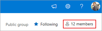 The group membership located at the top right corner of your site.