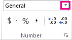 The Number group on the Home tab