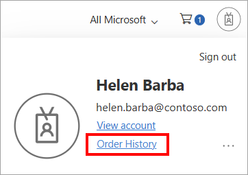 Screenshot showing where to sign in and view your account's order history