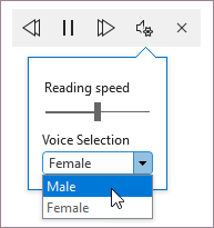 Screenshot of the speed and voice Read Aloud settings.
