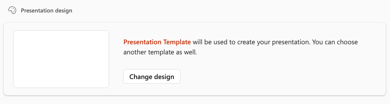 Template Selection in Create a presentation with Copilot