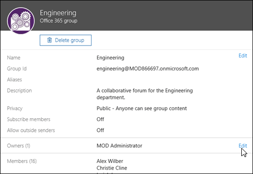 The groups panel is where you can administer the settings for your group
