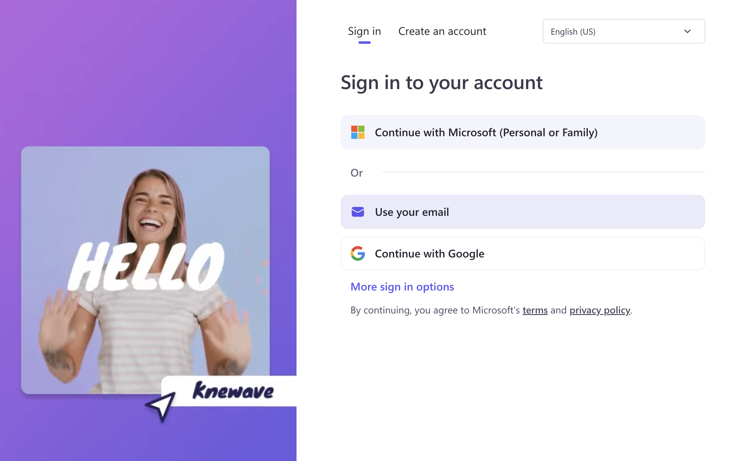 An image of a user selecting the use email button.