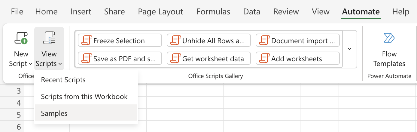 Select Automate and then View Scripts to see your scripts.