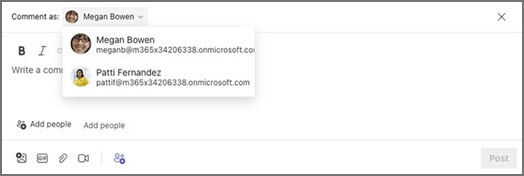 A screencap of a Teams storyline comment box