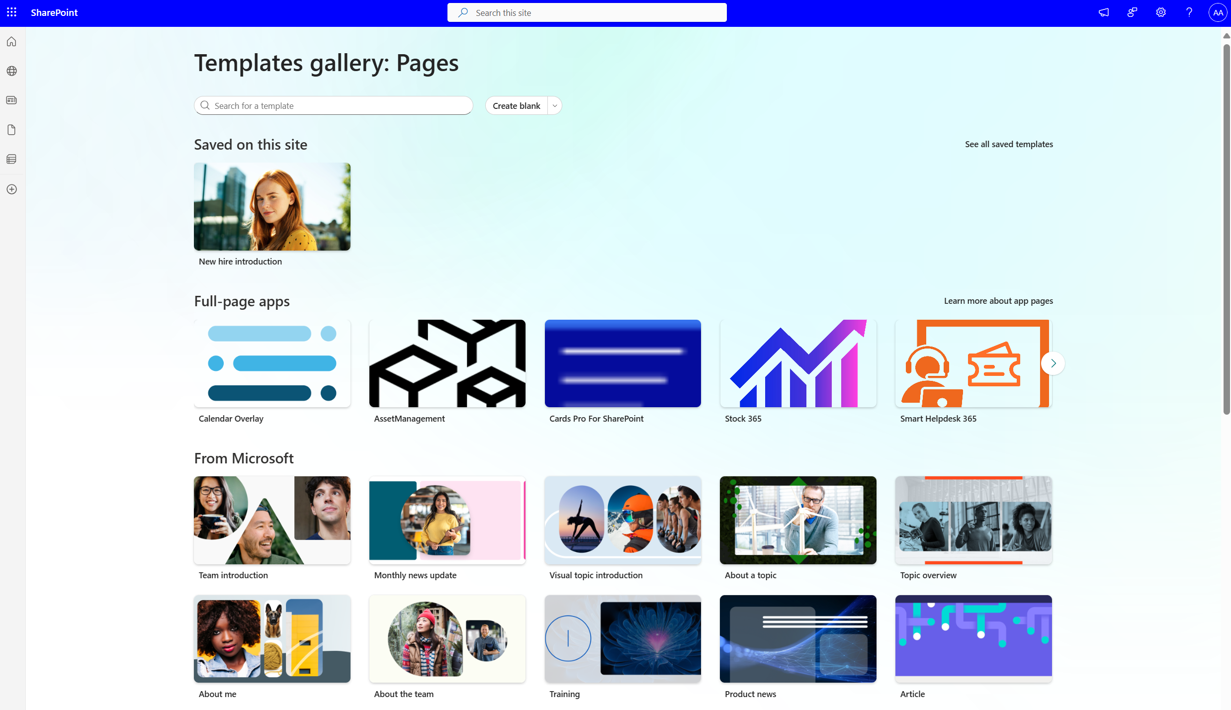 New template gallery