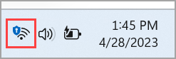When you're connected to a VPN over Wi-Fi, the Wi-Fi icon will display a small blue VPN shield.
